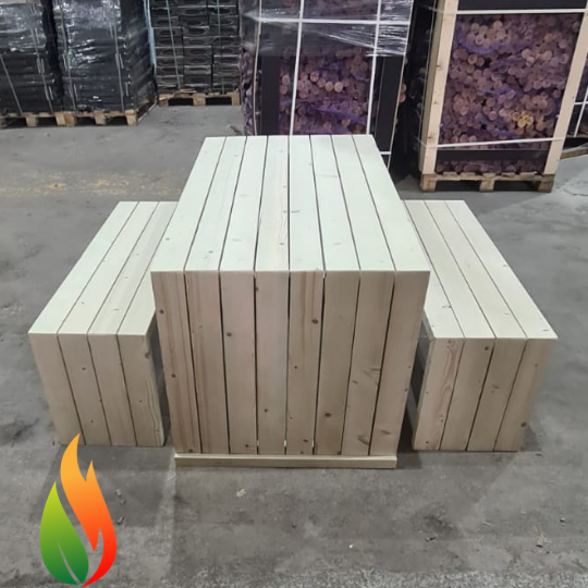 Strong structure, modern design garden table and benches set Strong structure, modern design garden table and benches set